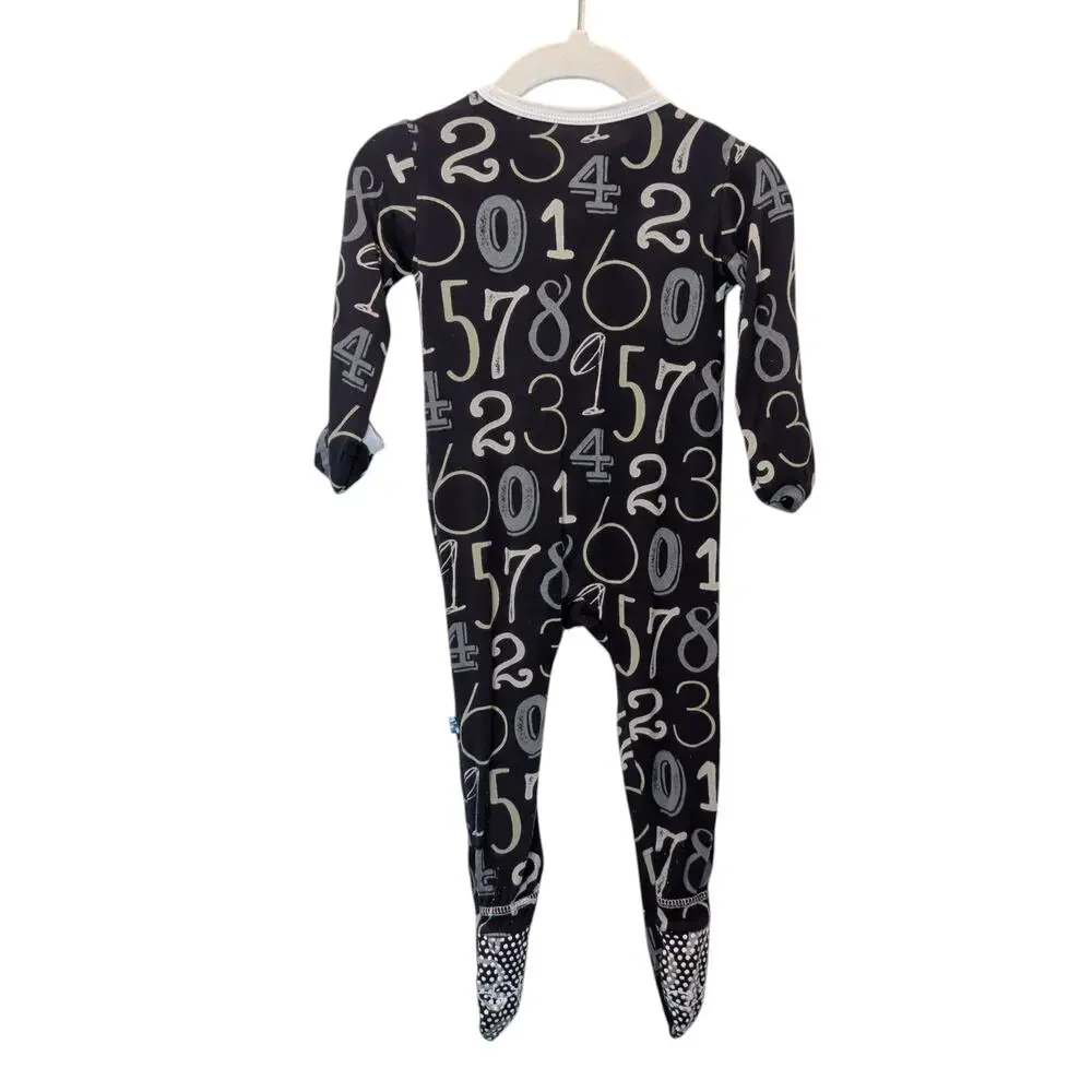 Kickee Pants Bamboo Baby Boys Girls Sz 6-9 Mos Zip Up Sleeper One Piece Numbers